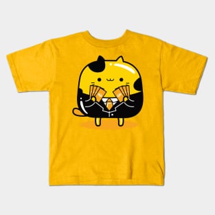 yellow cat banker profession Kids T-Shirt